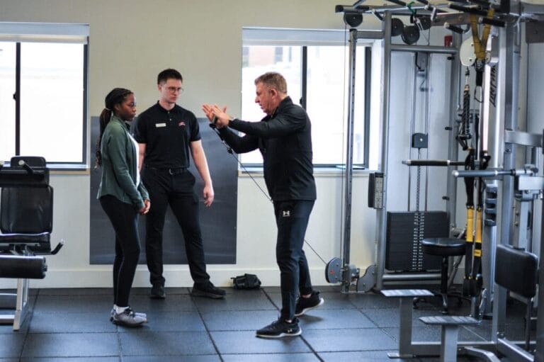 Strength training exercise demonstrating proper form